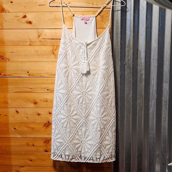 Lilly Pulitzer Delray Diamond Lace Dusk Dress Resort White Sz Medium - Picture 1 of 9